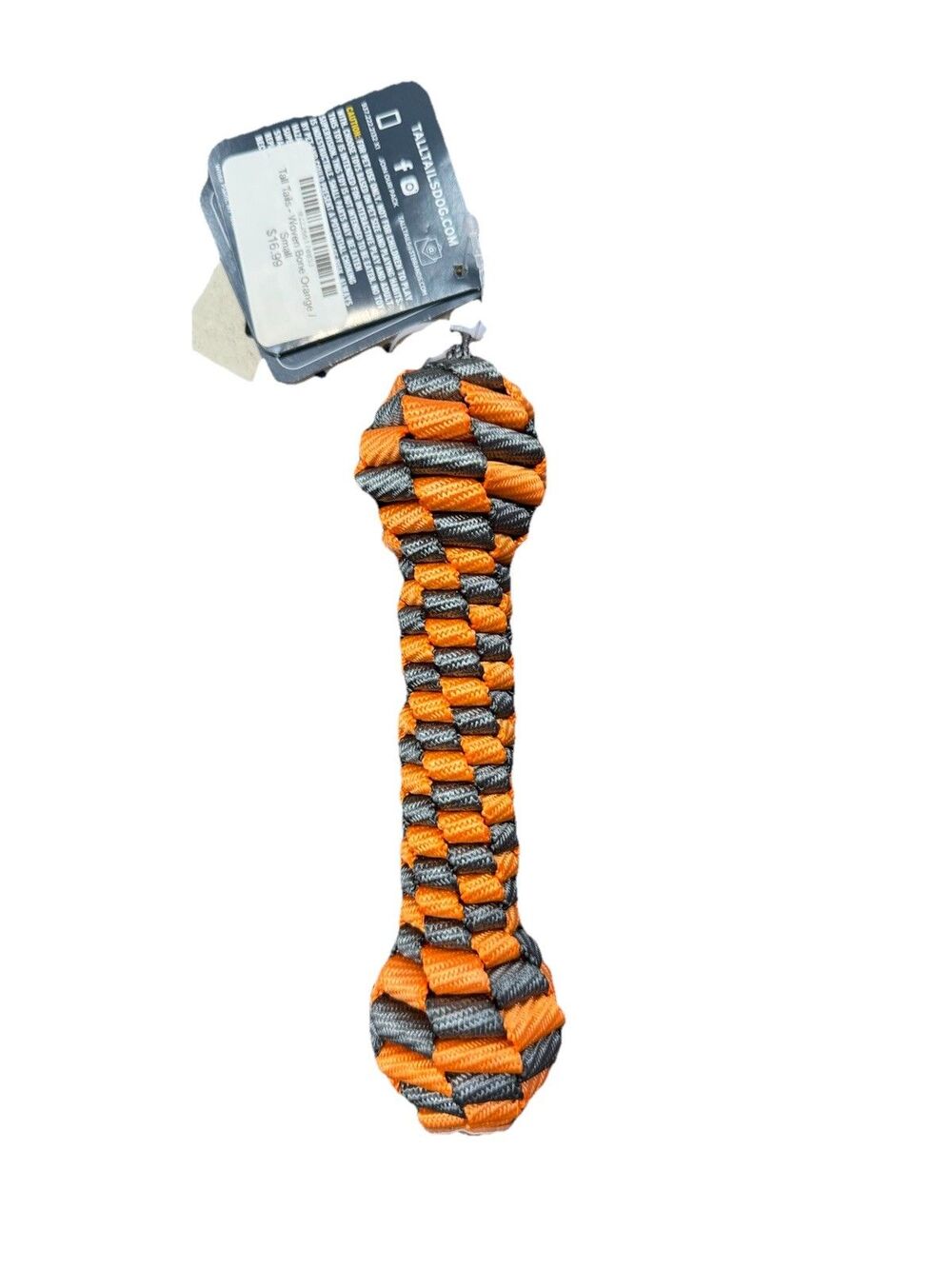 Tall Tails Woven Bone Dog Toy Small Orange Gray Rope Durable Chew Toy NWT